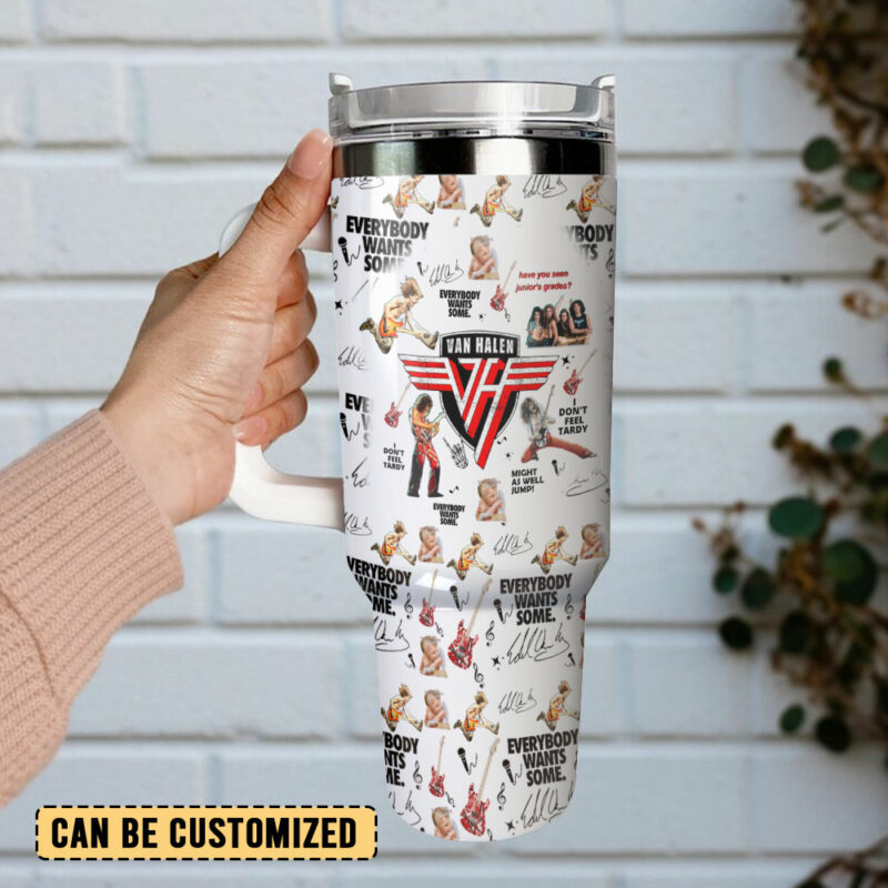 Van Halen Music Custom Stanley Quencher 40oz Stainless Steel Tumbler With Handle - Threewoofs - Image 3