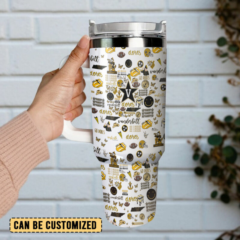 Vanderbilt Commodores NCAA Custom Stanley Quencher 40oz Stainless Steel Tumbler With Handle - Threewoofs - Image 3