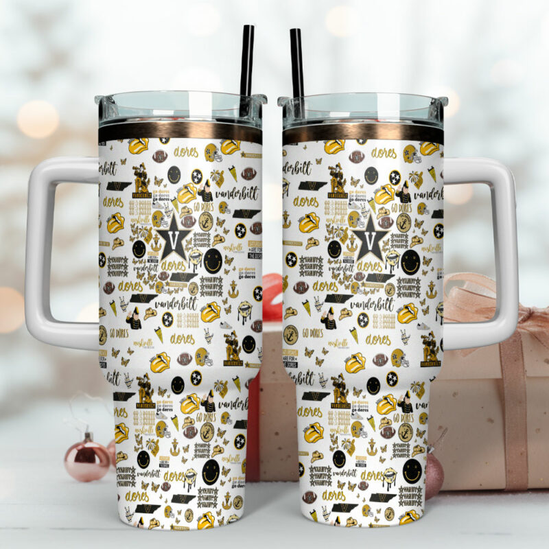 Vanderbilt Commodores NCAA Custom Stanley Quencher 40oz Stainless Steel Tumbler With Handle - Threewoofs - Image 4