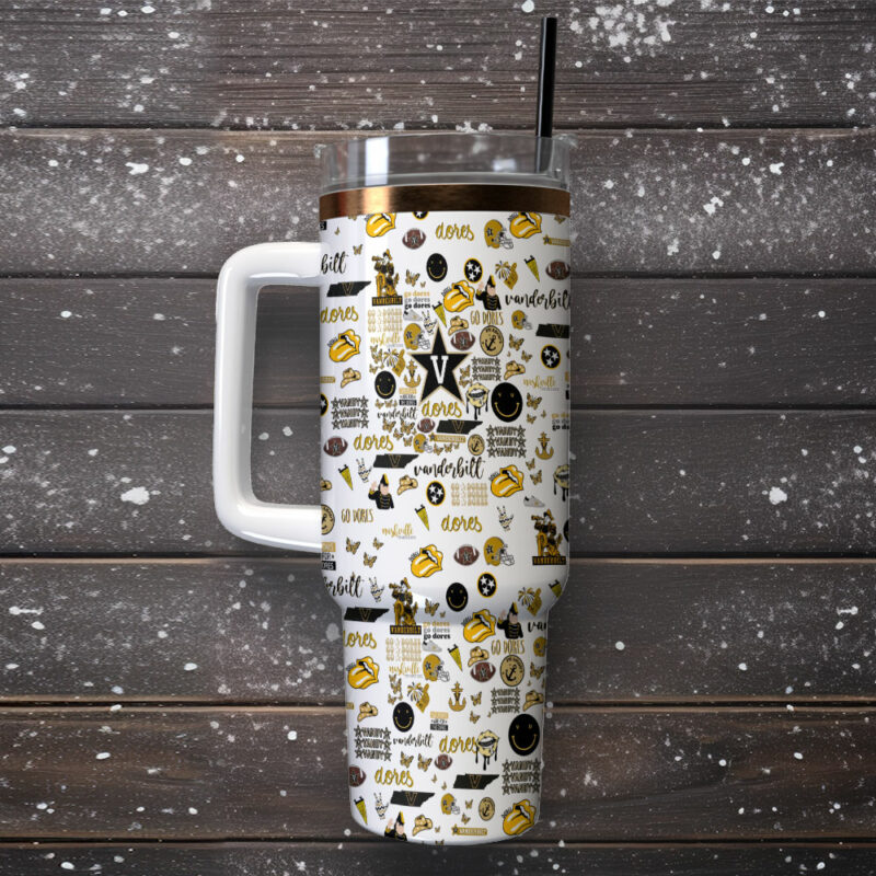 Vanderbilt Commodores NCAA Custom Stanley Quencher 40oz Stainless Steel Tumbler With Handle - Threewoofs - Image 2