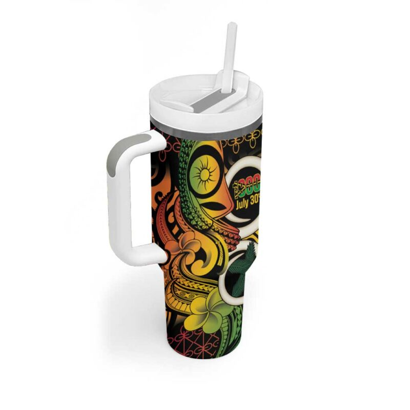 Vanuatu 1980 Custom Stanley Quencher 40oz Stainless Steel Tumbler With Handle - Threewoofs - Image 2