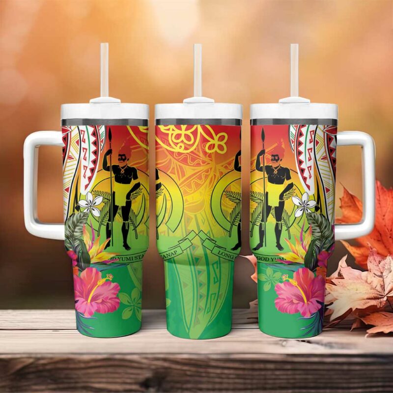 Vanuatu 45th Anniversary Custom Stanley Quencher 40oz Stainless Steel Tumbler With Handle - Threewoofs - Image 4