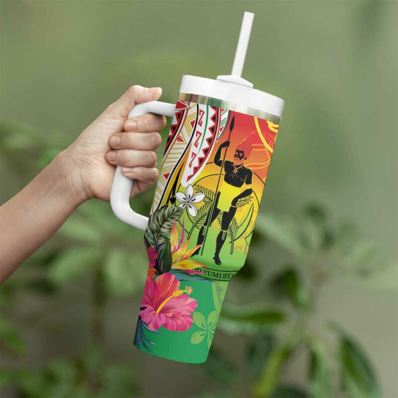 Vanuatu 45th Anniversary Custom Stanley Quencher 40oz Stainless Steel Tumbler With Handle - Threewoofs - Image 3
