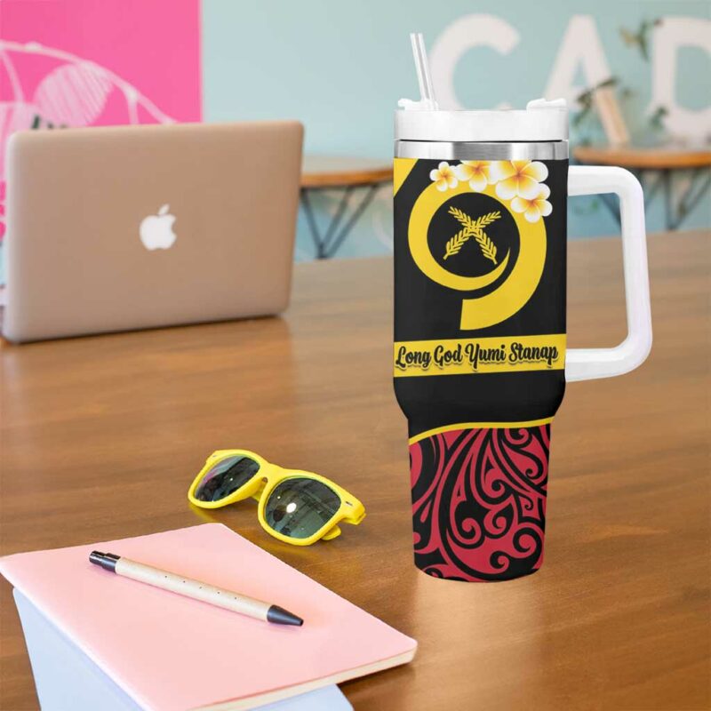 Vanuatu Christmas Vanuatuan Conch Shell Meri Krismas! Custom Stanley Quencher 40oz Stainless Steel Tumbler With Handle - Threewoofs - Image 5