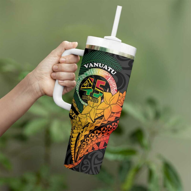 Vanuatu Independence Day Custom Stanley Quencher 40oz Stainless Steel Tumbler With Handle - Threewoofs - Image 3