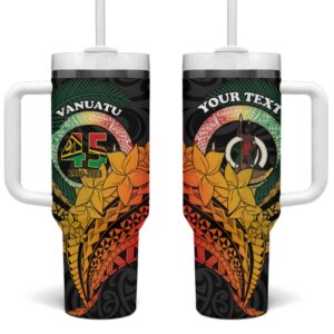 Vanuatu Independence Day Custom Stanley Quencher 40oz Stainless Steel Tumbler With Handle - Threewoofs