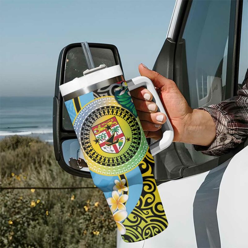 Vanuatu Malampa Fiji Day Happy 10 October With Maps Tropical Flowers Custom Stanley Quencher 40oz Stainless Steel Tumbler With Handle - Threewoofs - Image 7