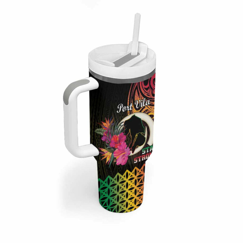 Vanuatu Port Vila Stay Strong Long God Yumi Stanap Custom Stanley Quencher 40oz Stainless Steel Tumbler With Handle - Threewoofs - Image 2
