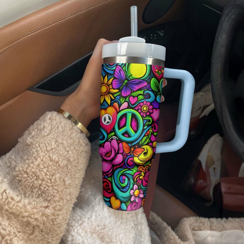 Vibe Blossom Custom Stanley Quencher 40oz Stainless Steel Tumbler With Handle - Threewoofs - Image 4