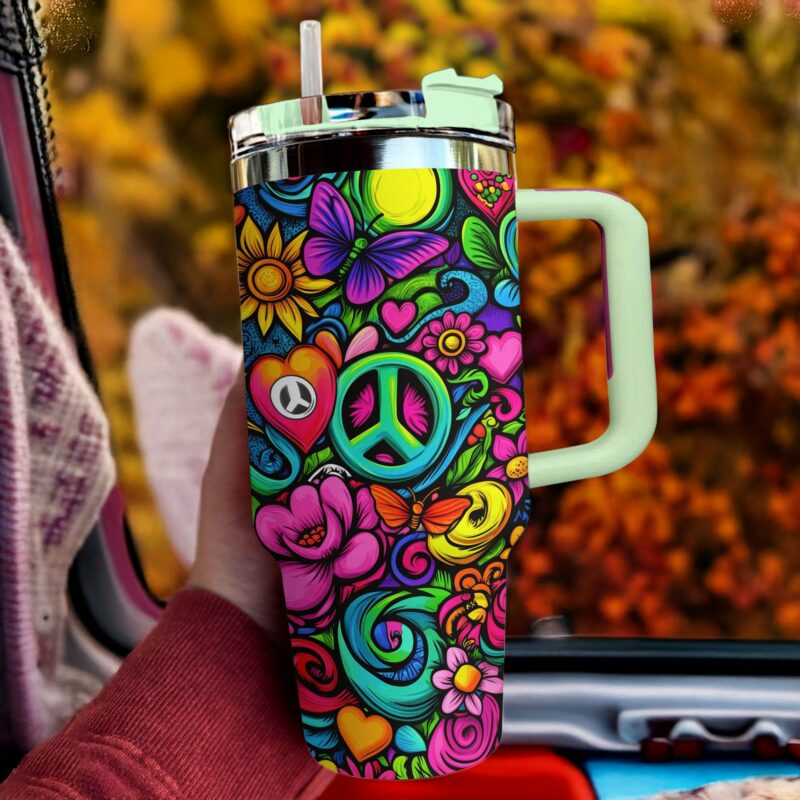 Vibe Blossom Custom Stanley Quencher 40oz Stainless Steel Tumbler With Handle - Threewoofs - Image 2