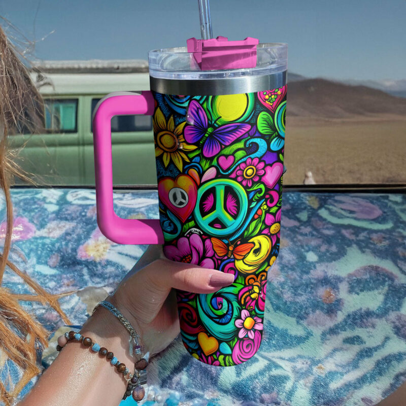 Vibe Blossom Custom Stanley Quencher 40oz Stainless Steel Tumbler With Handle - Threewoofs - Image 3