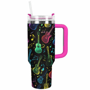 Vibrating String Guitar Custom Stanley Quencher 40oz Stainless Steel Tumbler With Handle - Threewoofs