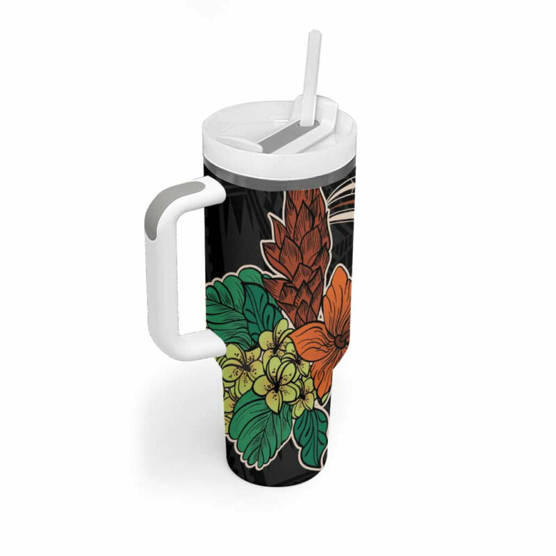 Vintage Hibiscus Pacific Floral Custom Stanley Quencher 40oz Stainless Steel Tumbler With Handle - Threewoofs - Image 2
