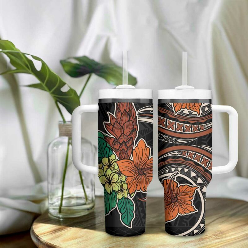 Vintage Hibiscus Pacific Floral Custom Stanley Quencher 40oz Stainless Steel Tumbler With Handle - Threewoofs - Image 9