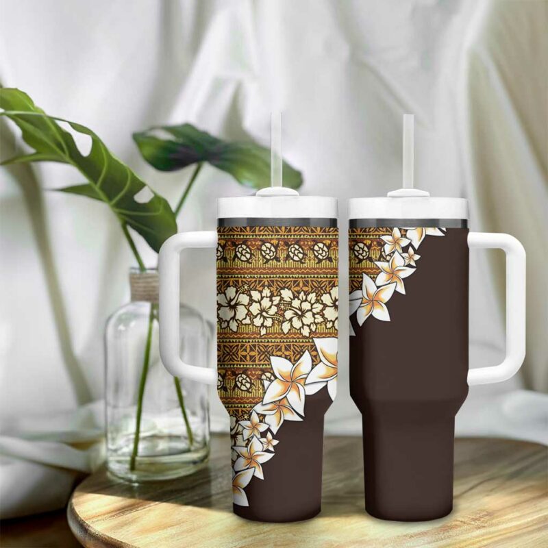 Vintage Hibiscus Turtle with Plumeria Half Custom Stanley Quencher 40oz Stainless Steel Tumbler With Handle - Threewoofs - Image 9