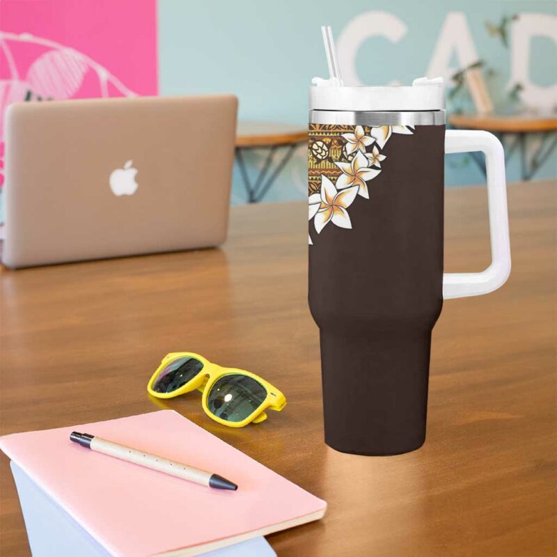 Vintage Hibiscus Turtle with Plumeria Half Custom Stanley Quencher 40oz Stainless Steel Tumbler With Handle - Threewoofs - Image 5