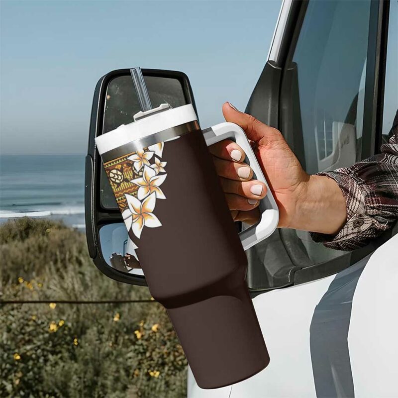 Vintage Hibiscus Turtle with Plumeria Half Custom Stanley Quencher 40oz Stainless Steel Tumbler With Handle - Threewoofs - Image 7
