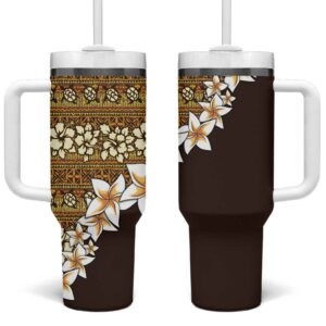 Vintage Hibiscus Turtle with Plumeria Half Custom Stanley Quencher 40oz Stainless Steel Tumbler With Handle - Threewoofs