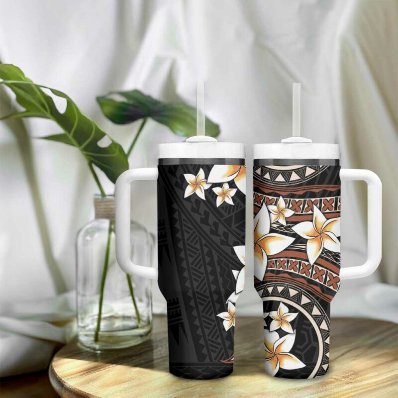 Vintage Plumeria Pacific Floral Custom Stanley Quencher 40oz Stainless Steel Tumbler With Handle - Threewoofs - Image 9