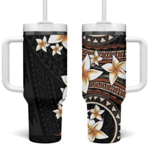 Vintage Plumeria Pacific Floral Custom Stanley Quencher 40oz Stainless Steel Tumbler With Handle - Threewoofs
