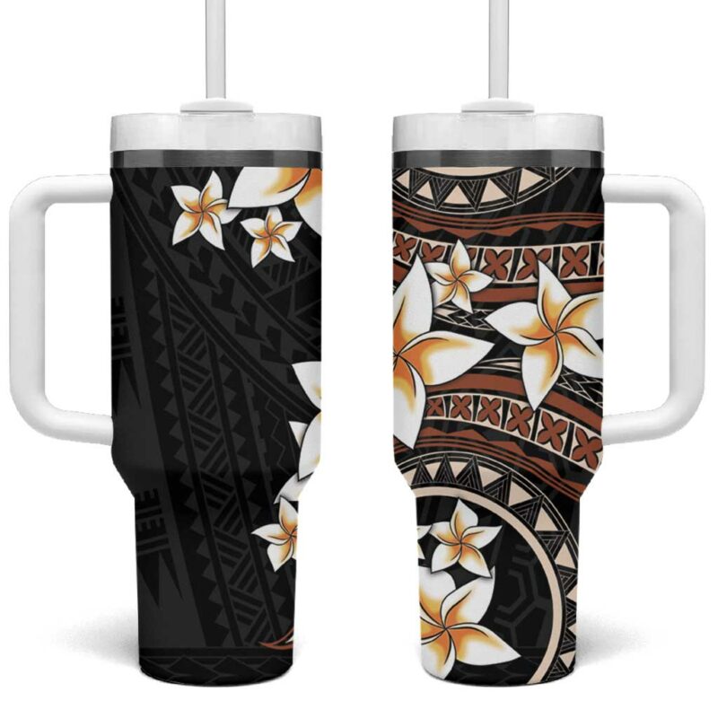 Vintage Plumeria Pacific Floral Custom Stanley Quencher 40oz Stainless Steel Tumbler With Handle - Threewoofs