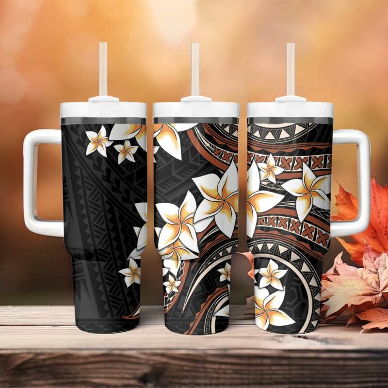 Vintage Plumeria Pacific Floral Custom Stanley Quencher 40oz Stainless Steel Tumbler With Handle - Threewoofs - Image 4