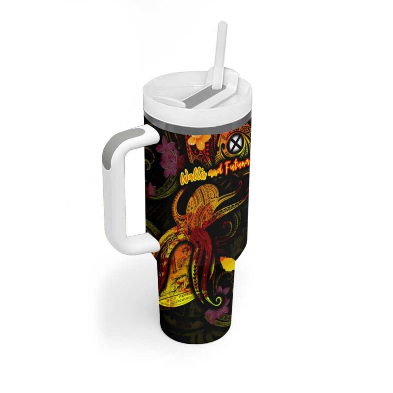 Wallis and Futuna Custom Stanley Quencher 40oz Stainless Steel Tumbler With Handle - Threewoofs - Image 2