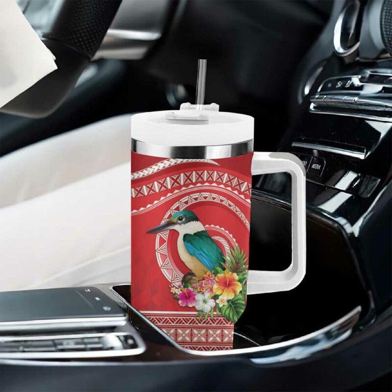 Wallis et Futuna Kingfisher Polynesian Tropical Flowers Custom Stanley Quencher 40oz Stainless Steel Tumbler With Handle - Threewoofs - Image 8