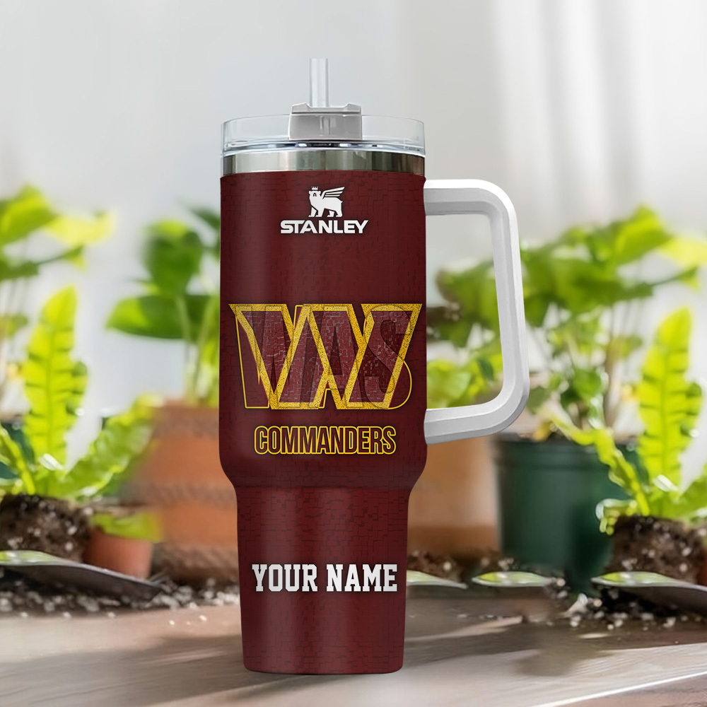 Custom Name Commanders Insulated Tumbler with Straw & Handle - Perfect Gift for Fans - Image 2