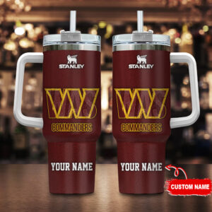 Custom Name Commanders Insulated Tumbler with Straw & Handle - Perfect Gift for Fans