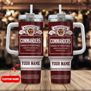 Custom Washington Commanders Tumbler - Personalized Football Fan Mug with Handle