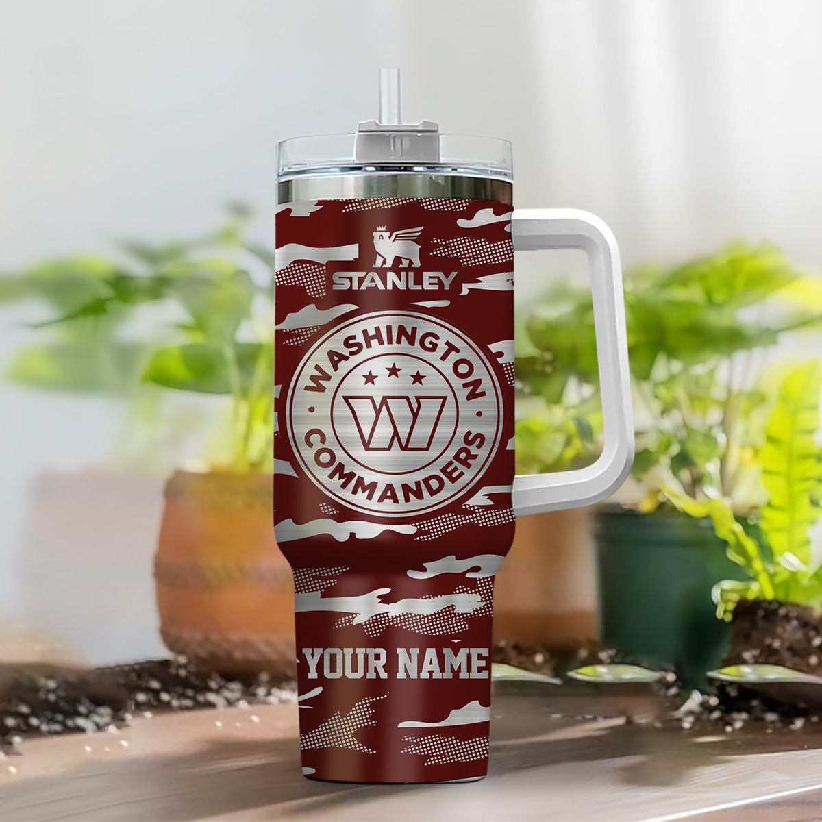 Customizable Washington Commanders Camo Tumbler - Personalized Name Mug - Image 2