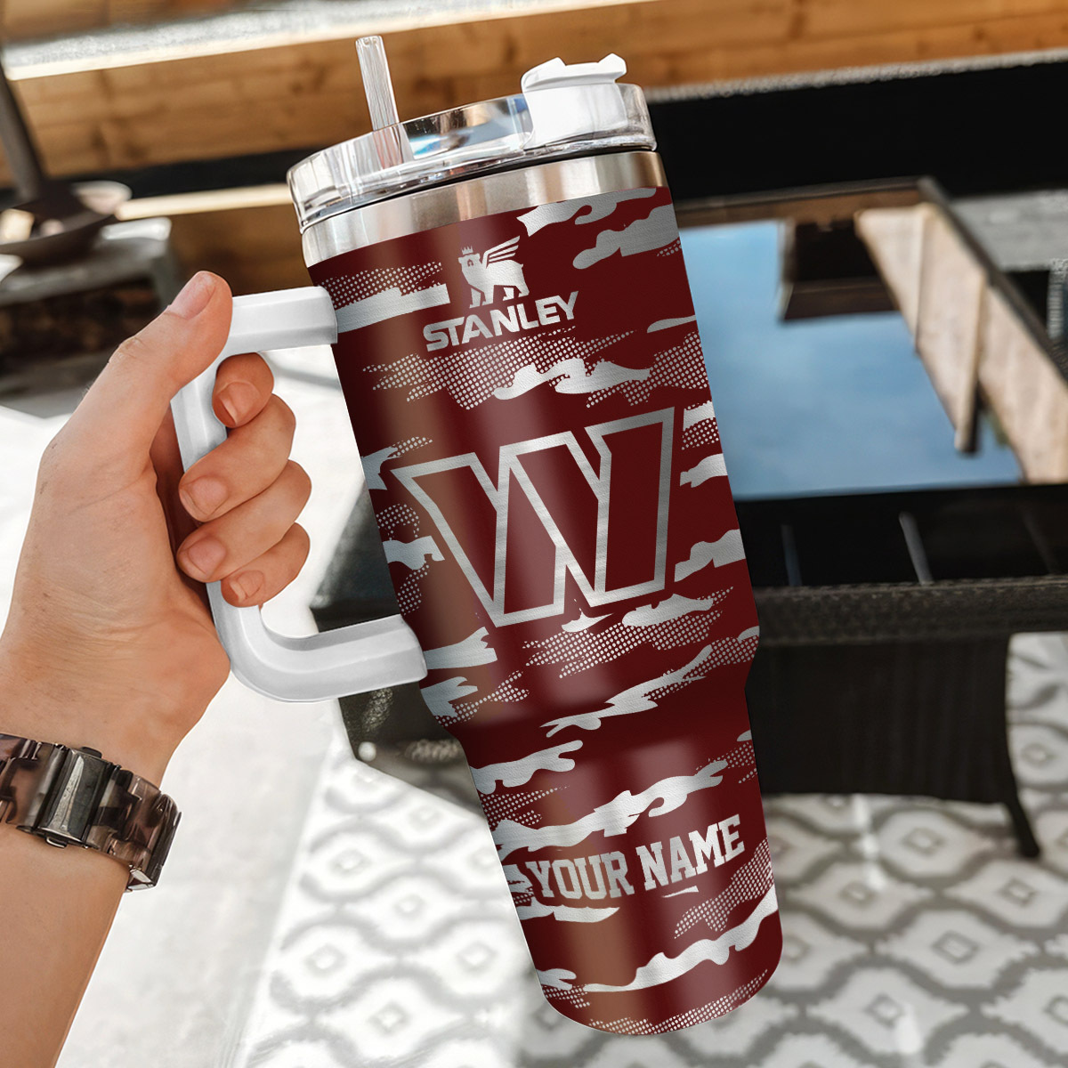 Customizable Washington Commanders Camo Tumbler - Personalized Name Mug - Image 3