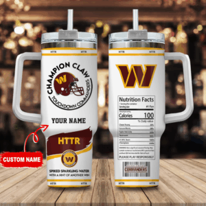 Customizable Touchdown Commanders Tumbler with Straw - Perfect for Sports Fans!