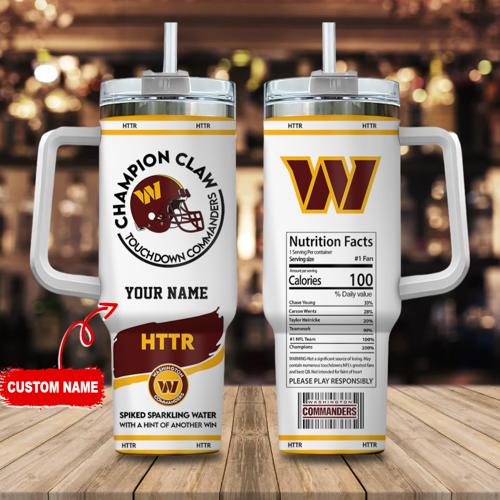 Customizable Touchdown Commanders Tumbler with Straw - Perfect for Sports Fans!