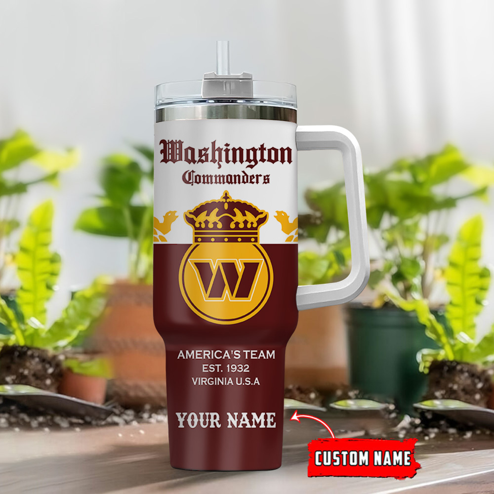 Custom Washington Commanders Tumbler with Handle - Personalized Name - Image 2