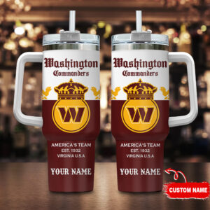 Custom Washington Commanders Tumbler with Handle - Personalized Name