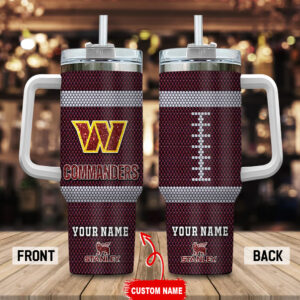 Custom Name Football Team Tumbler with Handle - Personalized Gift