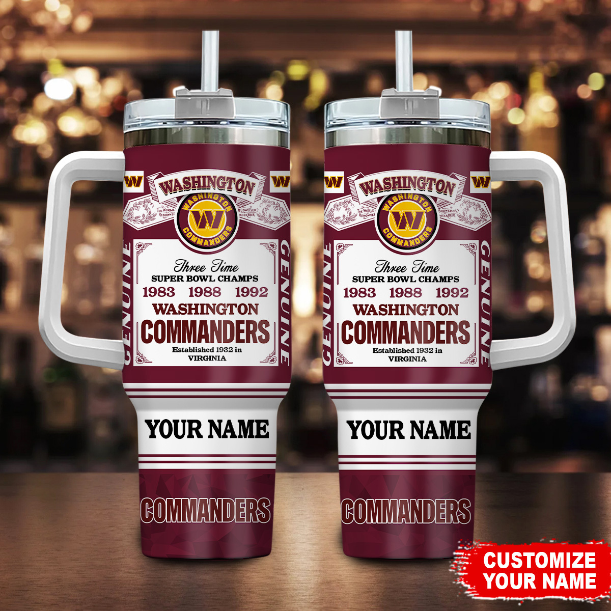 Personalized Washington Commanders Mug - Custom Name NFL Fan Gift