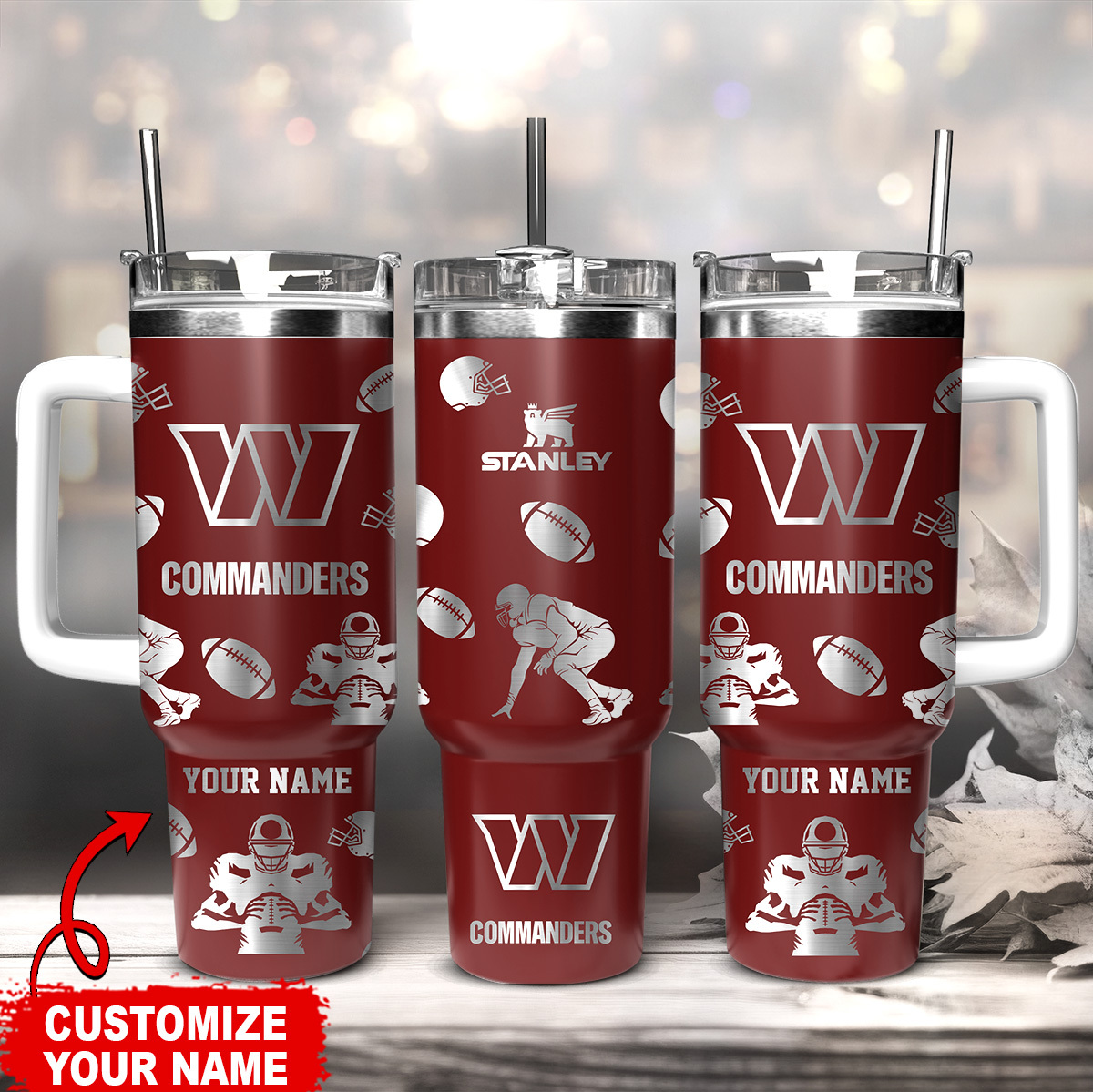 Customizable Commanders Football Tumbler - Personalized Gift for Fans