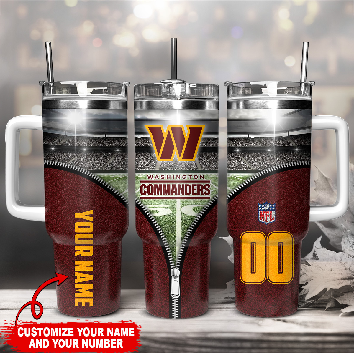Customizable Washington Football Tumbler - Personalized Name & Number