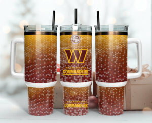 Washington Commanders Double-Walled Tumbler with Handle & Straw - Stay Hydrated in Style