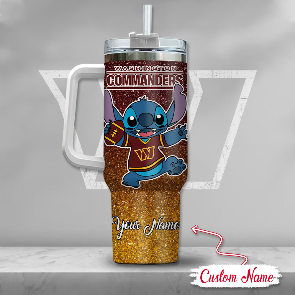 Custom Name Washington Commanders Tumbler – Cute Football Design - Image 3