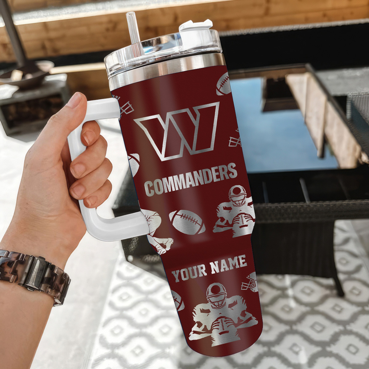 Customizable Commanders Football Tumbler - Personalized Gift for Fans - Image 2