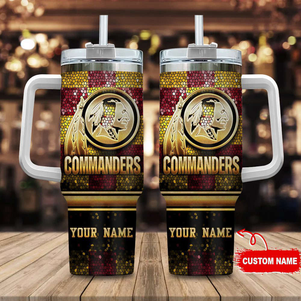 Custom Commanders Mug with Straw - Personalized Name Sports Tumbler