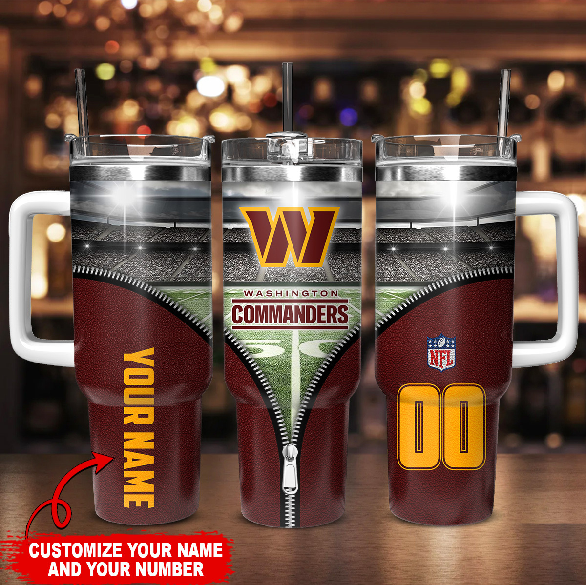 Customizable Washington Football Tumbler - Personalized Name & Number - Image 2