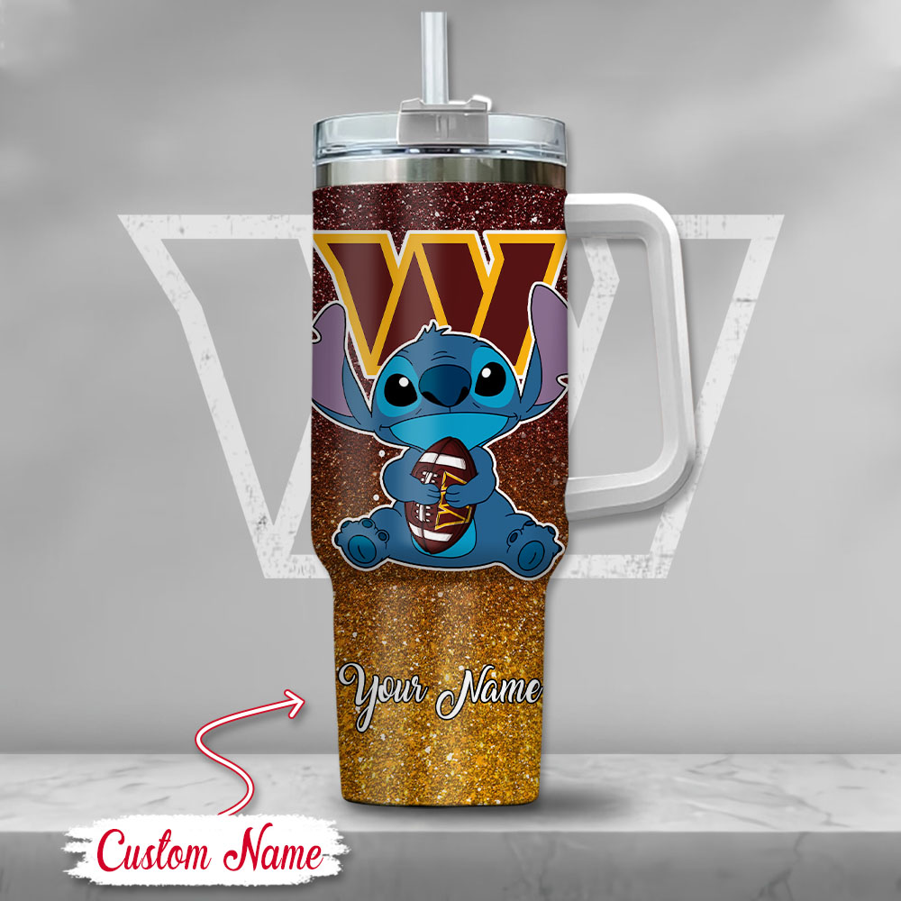 Custom Name Washington Commanders Tumbler – Cute Football Design - Image 2