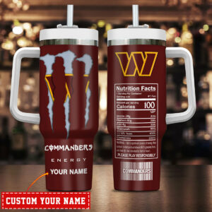 Customizable Commanders Energy Drink Tumbler - Personalized Sports Fan Gift