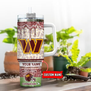 Custom Name Washington Commanders Glitter Tumbler with Straw - Perfect Gift for Fans