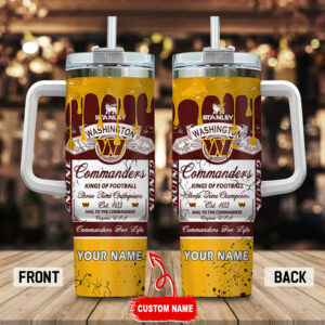Customizable Washington Commanders Football Tumbler with Handle - Personalize Your Drinkware